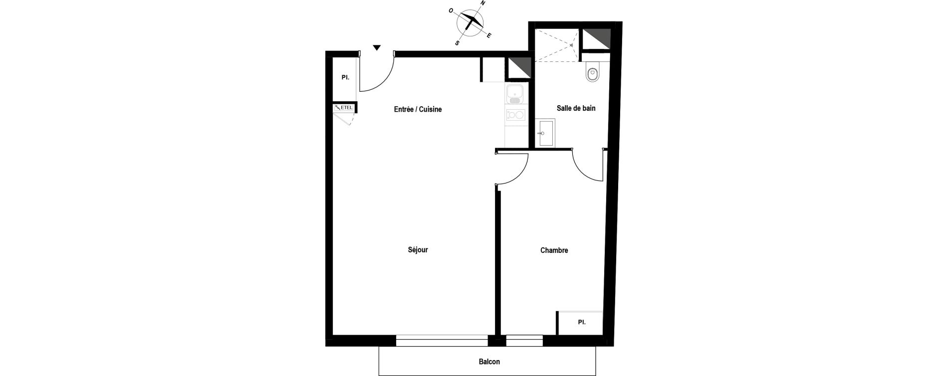 Appartement T2 meubl&eacute; de 55,44 m2 &agrave; Aubergenville Elisabethville
