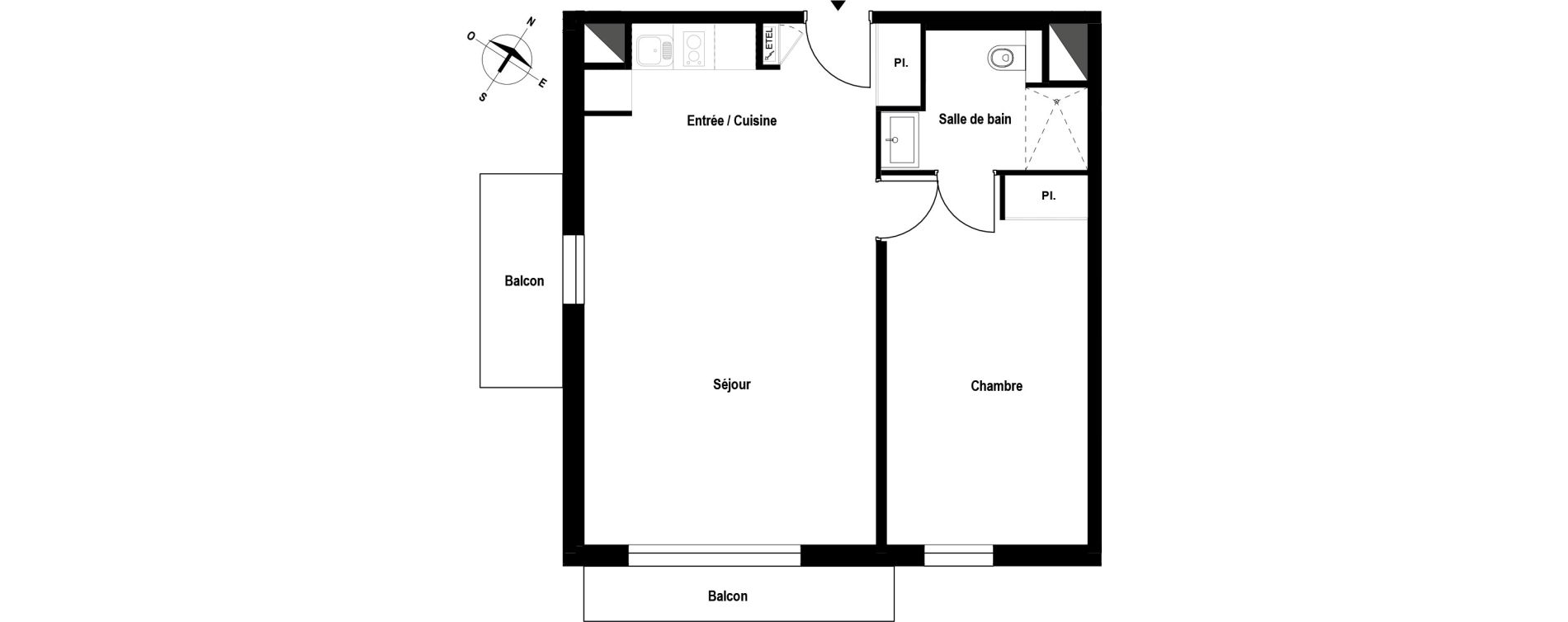 Appartement T2 meubl&eacute; de 52,63 m2 &agrave; Aubergenville Elisabethville
