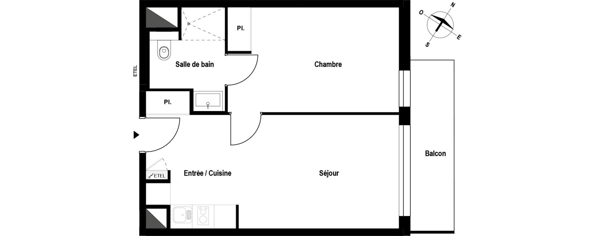 Appartement T2 meubl&eacute; de 39,93 m2 &agrave; Aubergenville Elisabethville