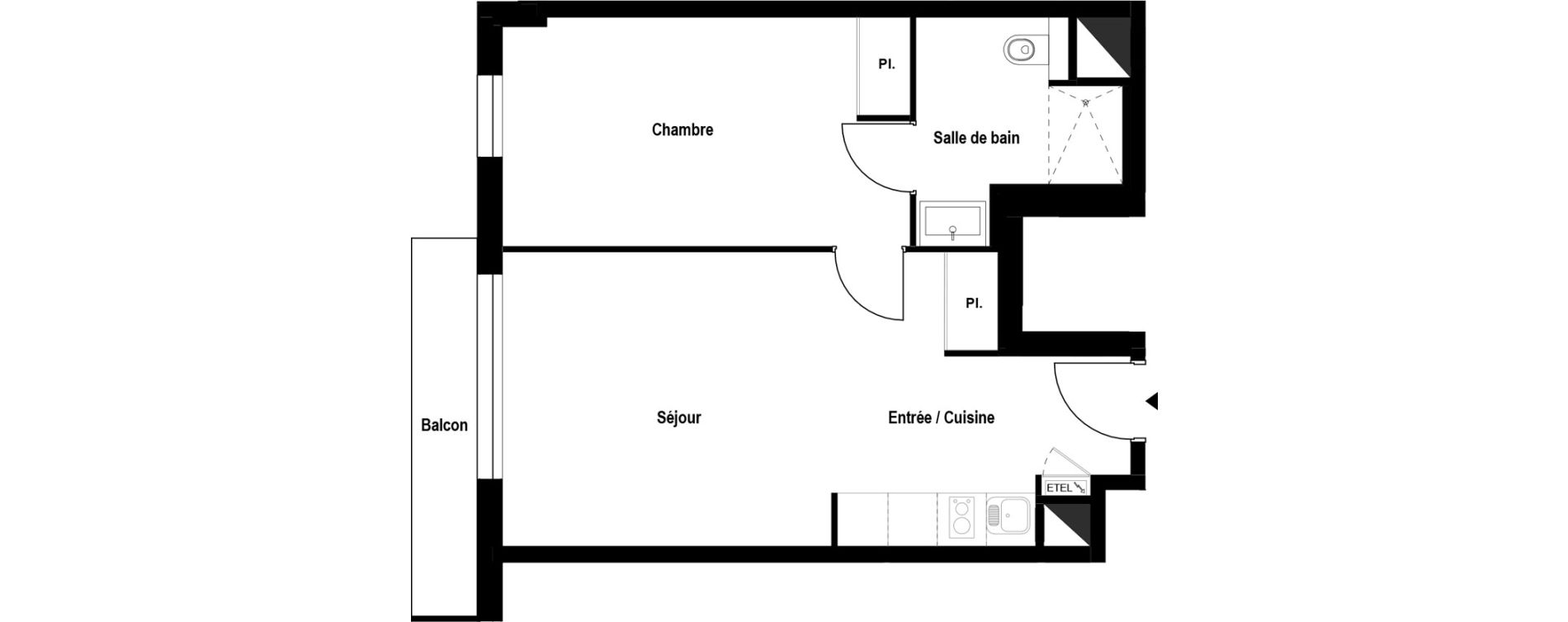 Appartement T2 meubl&eacute; de 43,58 m2 &agrave; Aubergenville Elisabethville