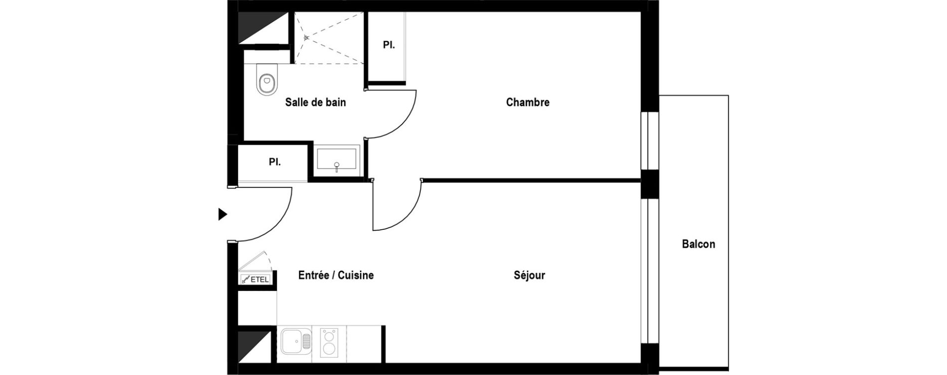 Appartement T2 meubl&eacute; de 39,92 m2 &agrave; Aubergenville Elisabethville
