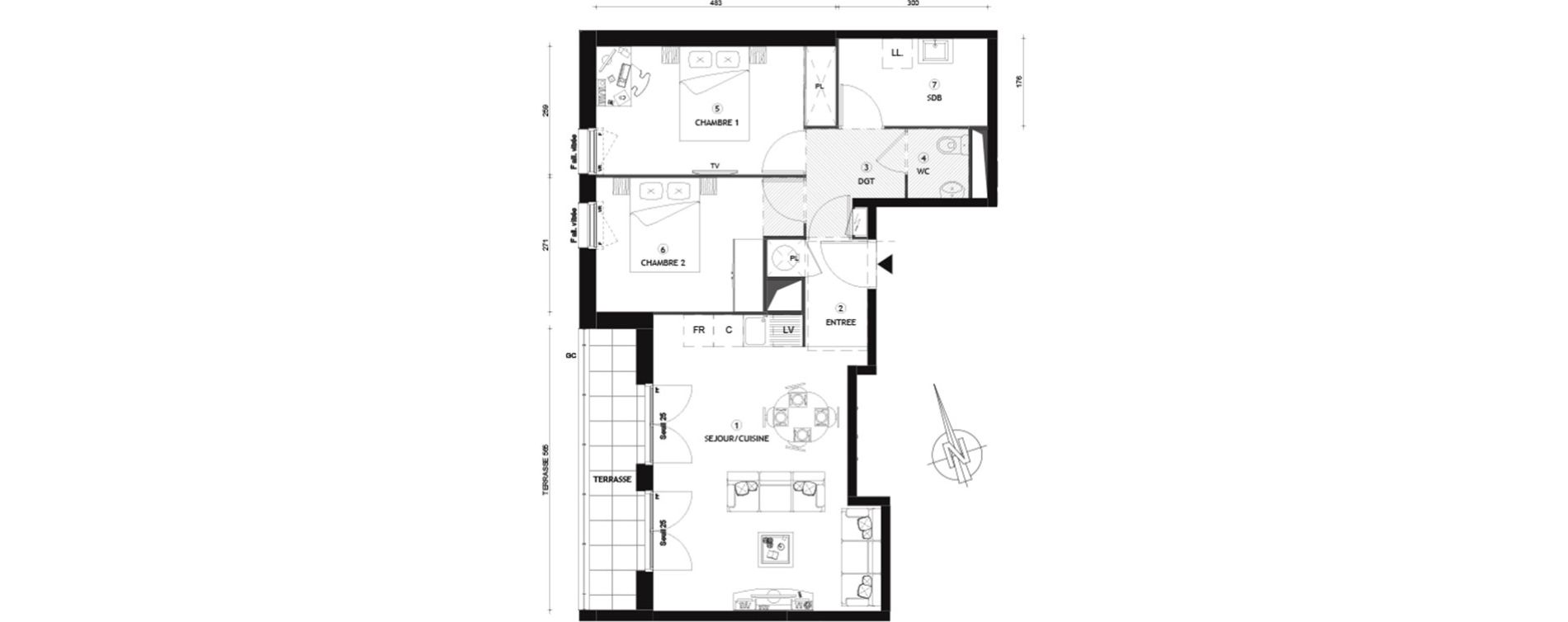 Appartement T3 de 60,00 m2 &agrave; Beynes Centre