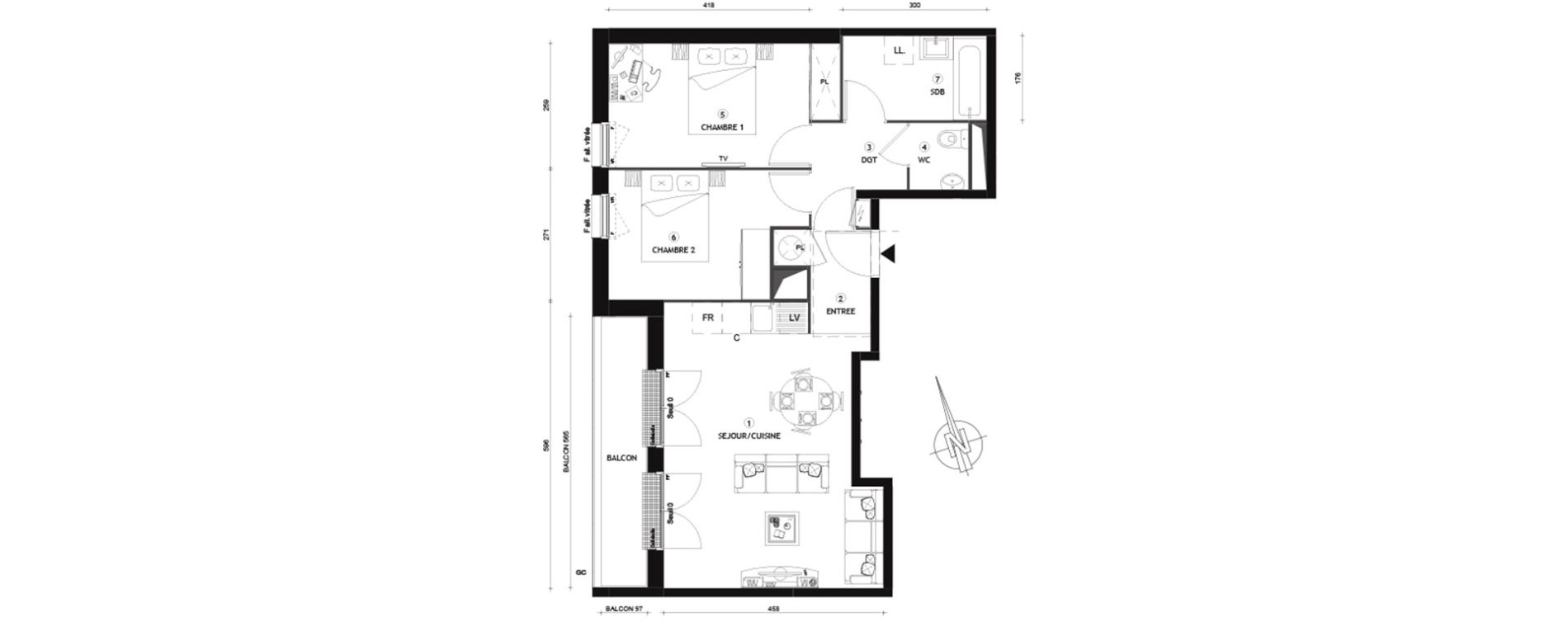 Appartement T3 de 60,00 m2 &agrave; Beynes Centre