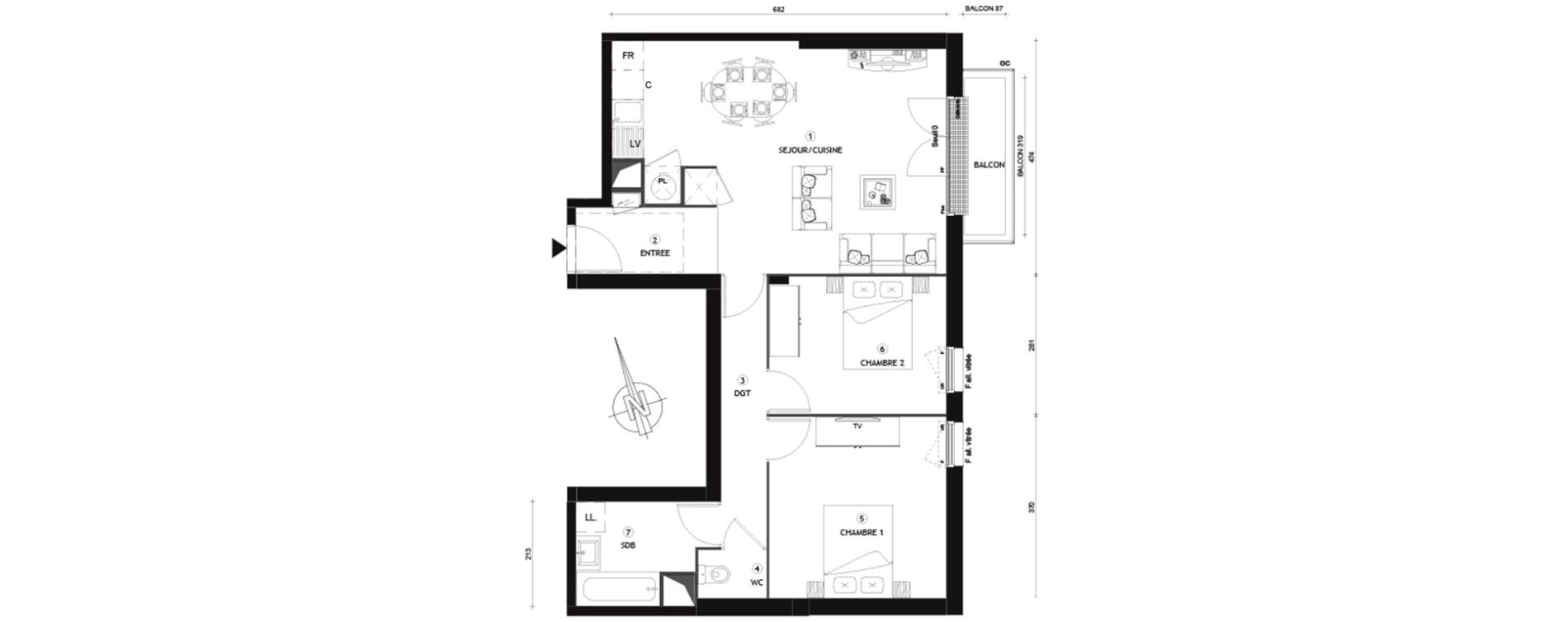 Appartement T3 de 66,90 m2 &agrave; Beynes Centre