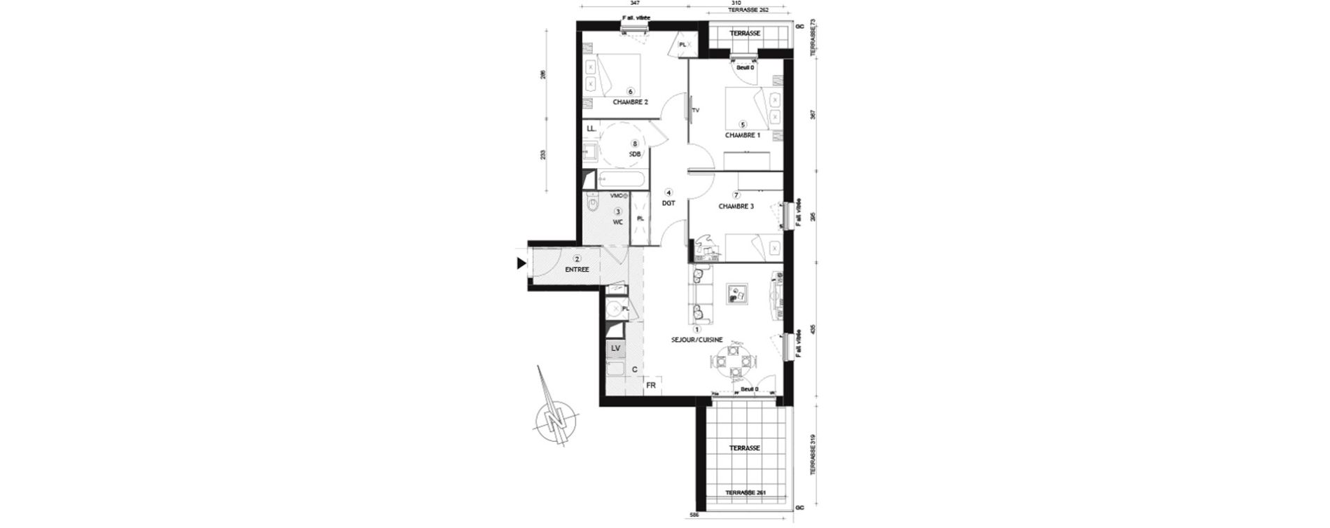 Appartement T4 de 73,50 m2 &agrave; Beynes Centre