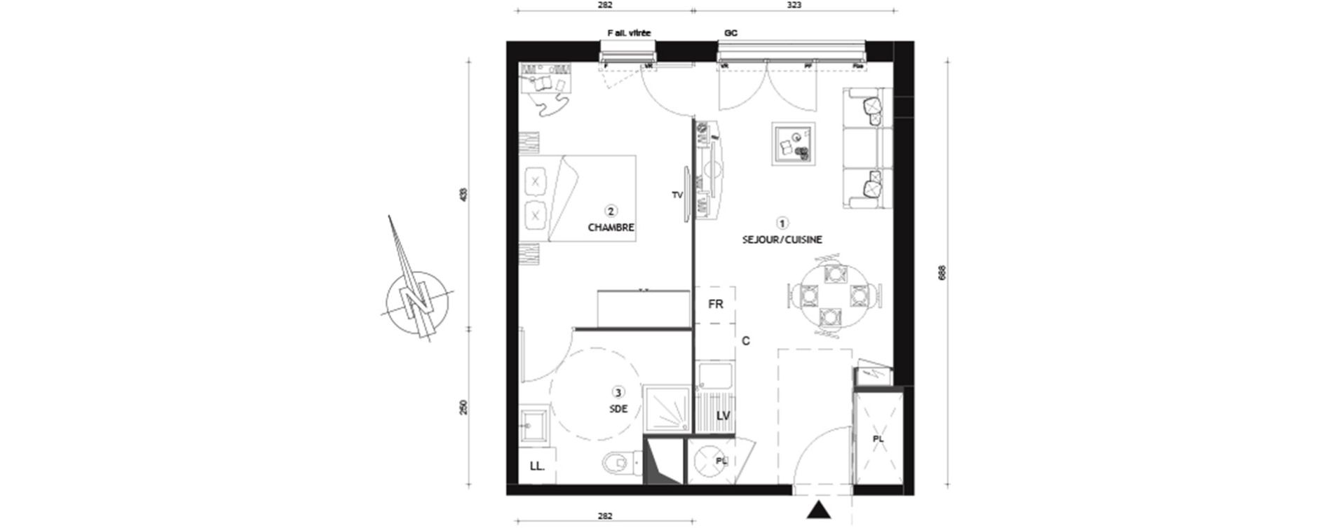 Appartement T2 de 40,80 m2 &agrave; Beynes Centre