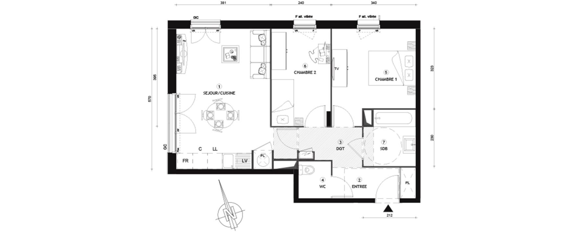 Appartement T3 de 58,80 m2 &agrave; Beynes Centre