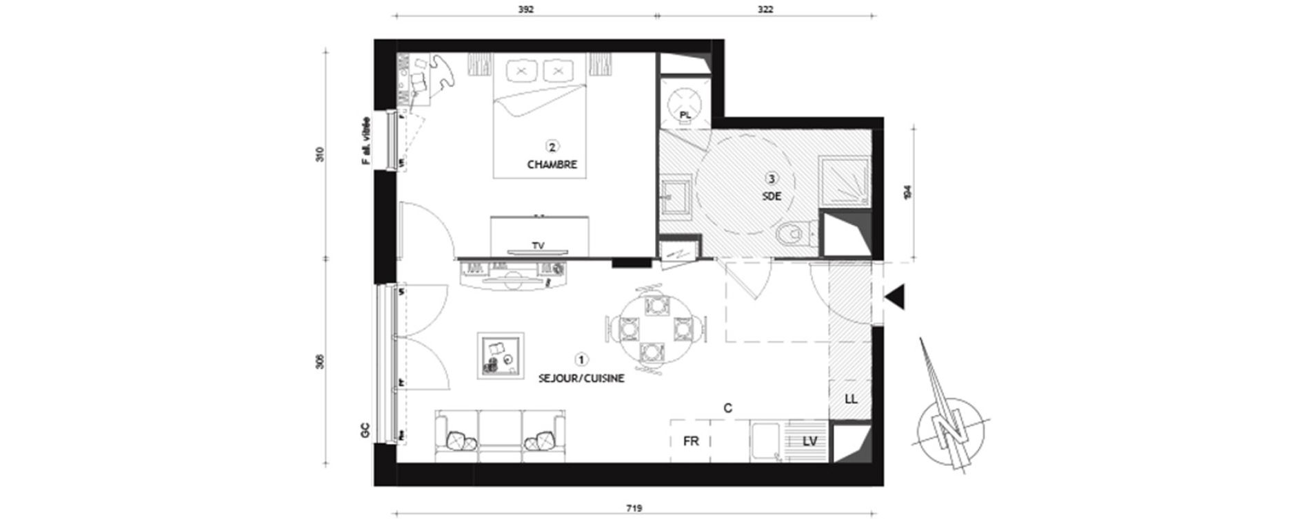 Appartement T2 de 39,70 m2 &agrave; Beynes Centre