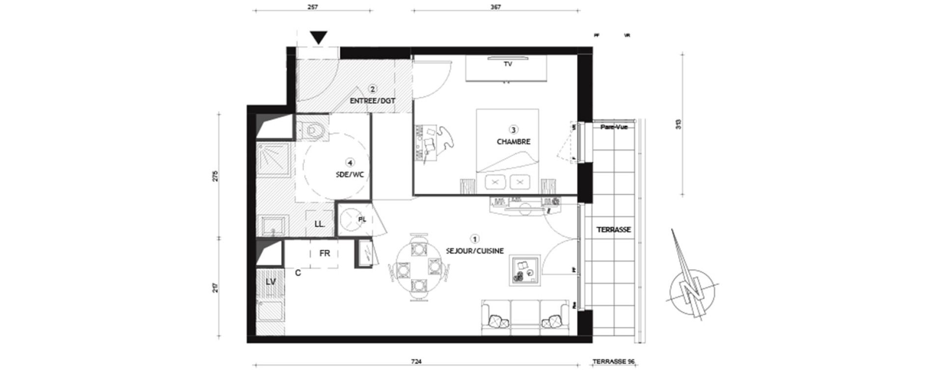 Appartement T2 de 42,30 m2 &agrave; Beynes Centre