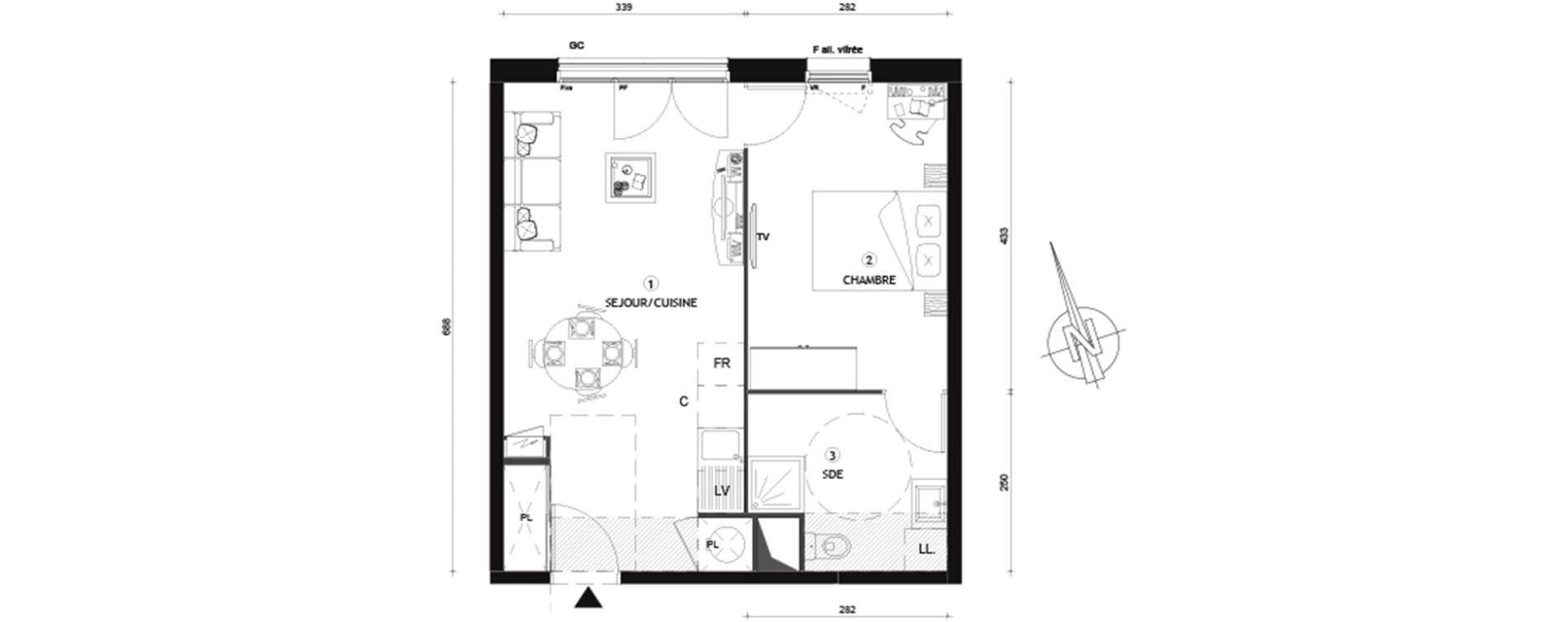Appartement T2 de 41,70 m2 &agrave; Beynes Centre