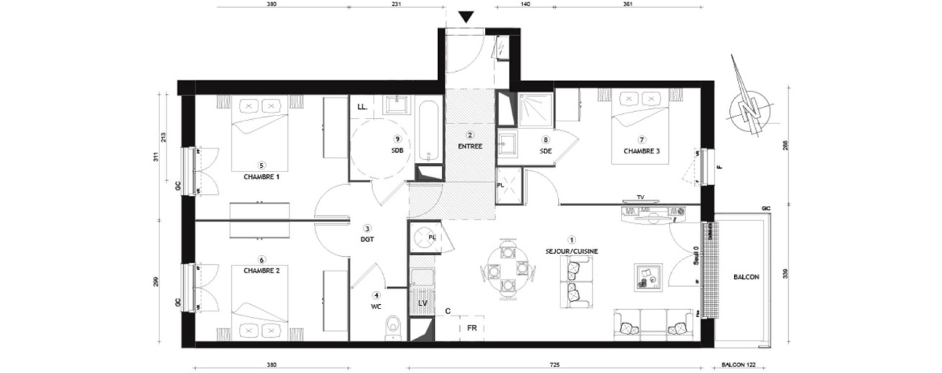 Appartement T4 de 77,20 m2 &agrave; Beynes Centre