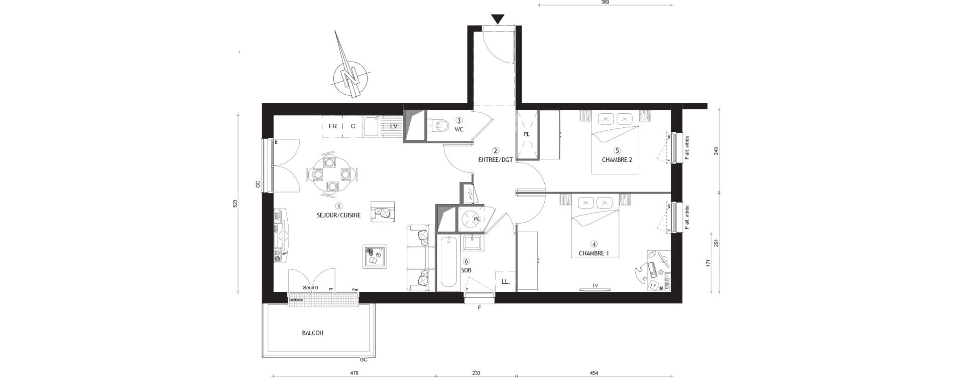 Appartement T3 de 63,20 m2 &agrave; Beynes Centre