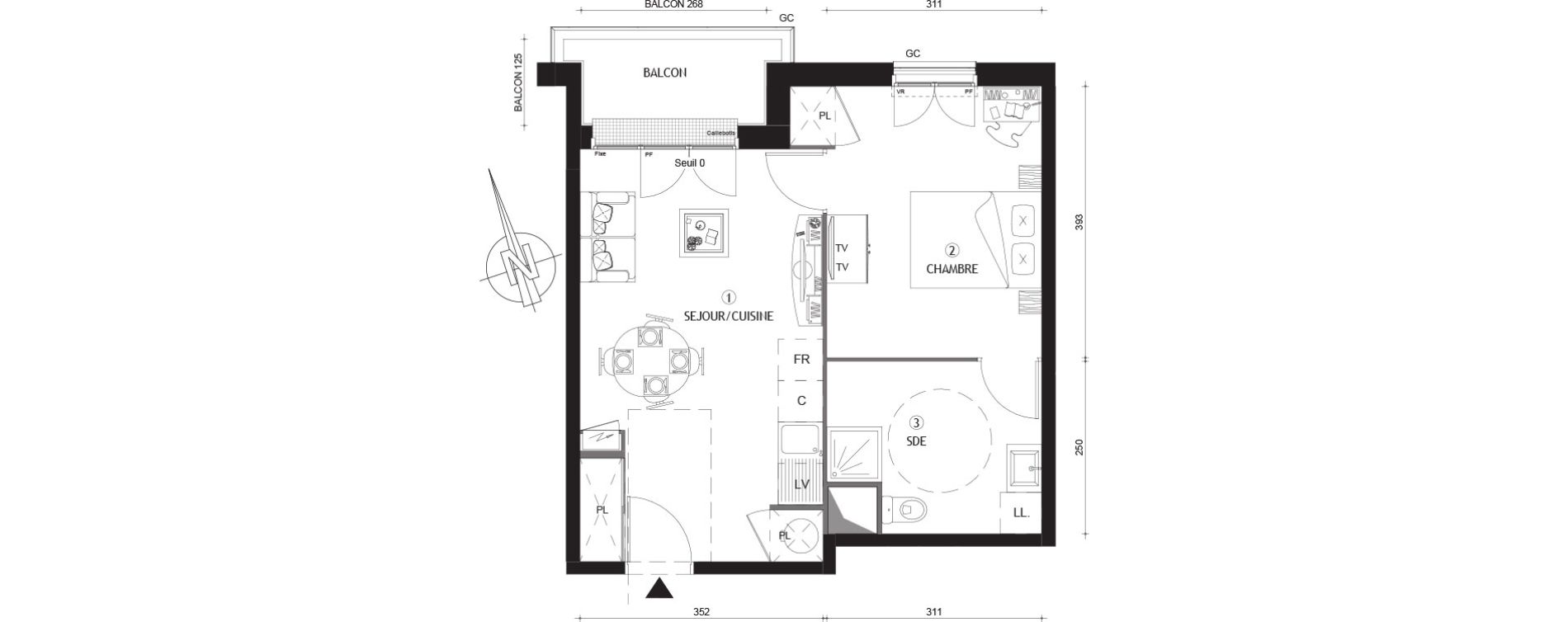 Appartement T2 de 60,60 m2 &agrave; Beynes Centre