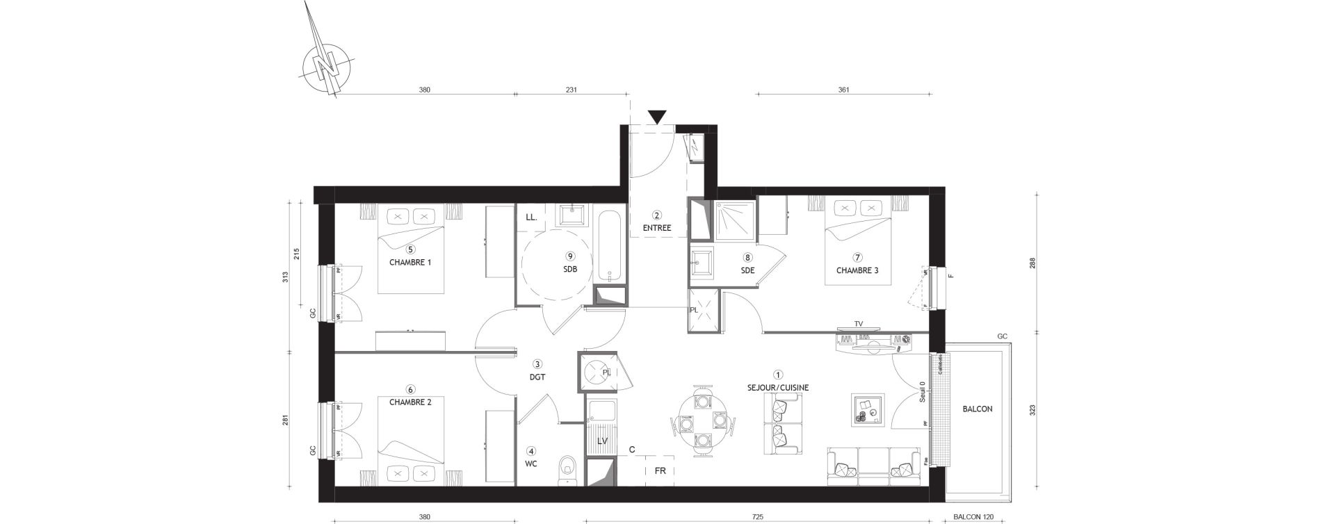 Appartement T4 de 75,60 m2 &agrave; Beynes Centre