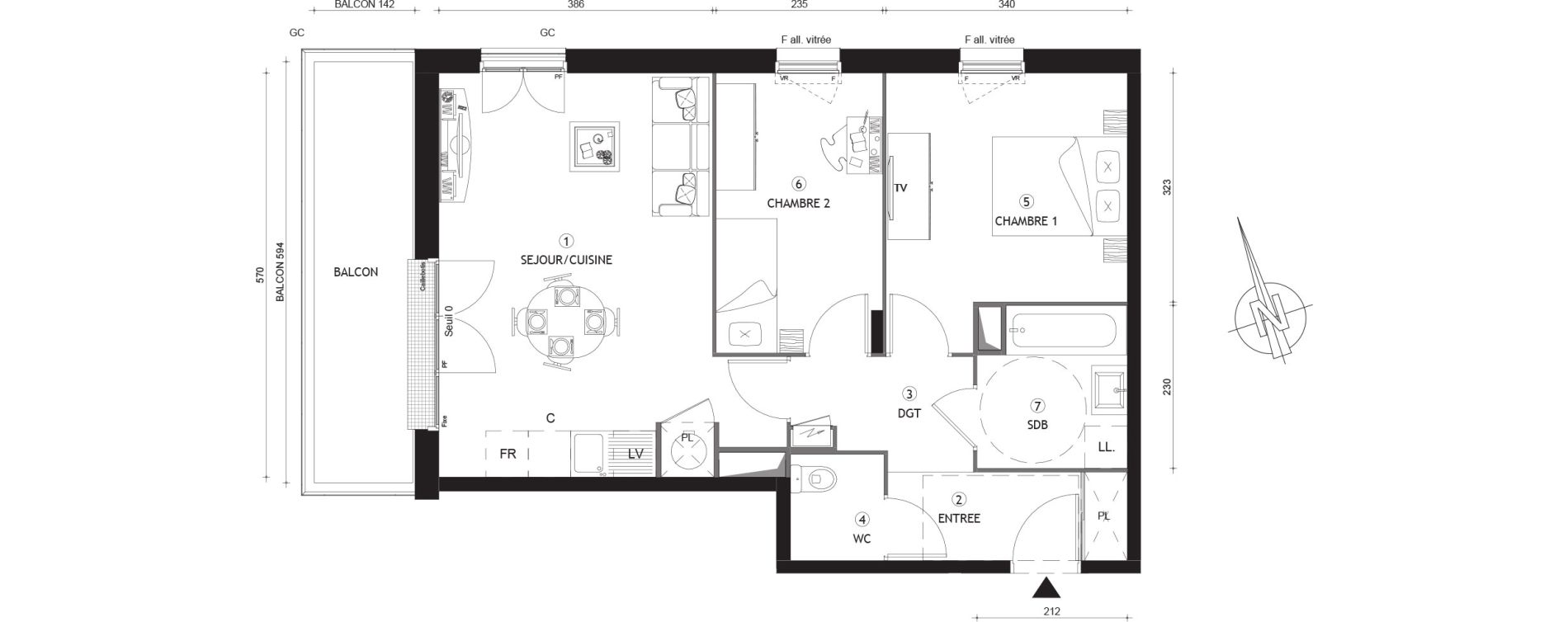Appartement T3 de 58,80 m2 &agrave; Beynes Centre