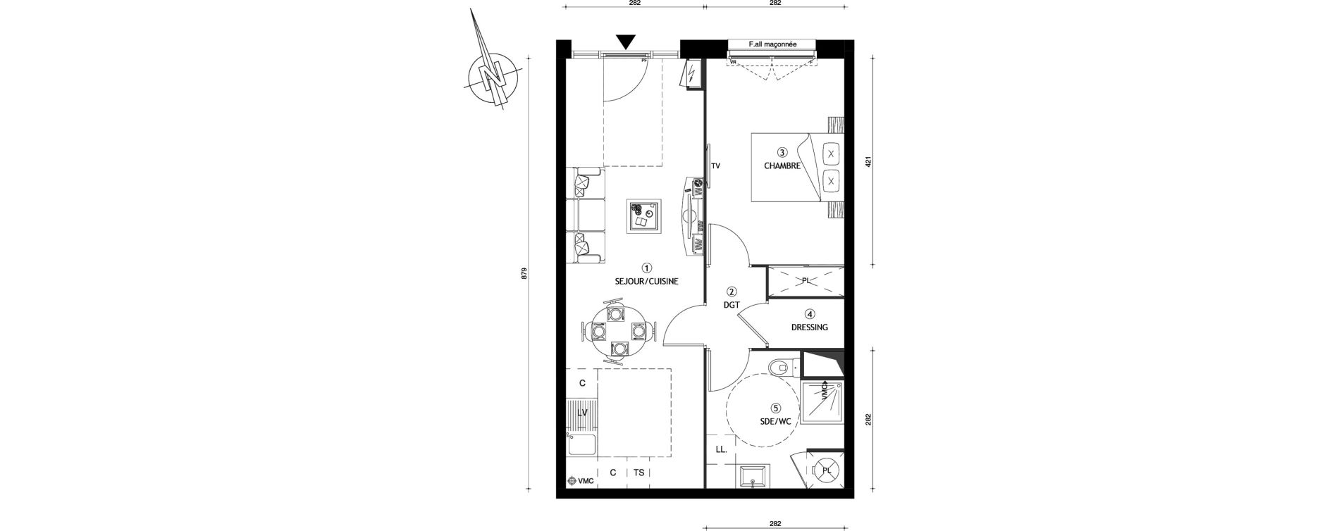 Appartement T2 de 48,50 m2 &agrave; Beynes Centre