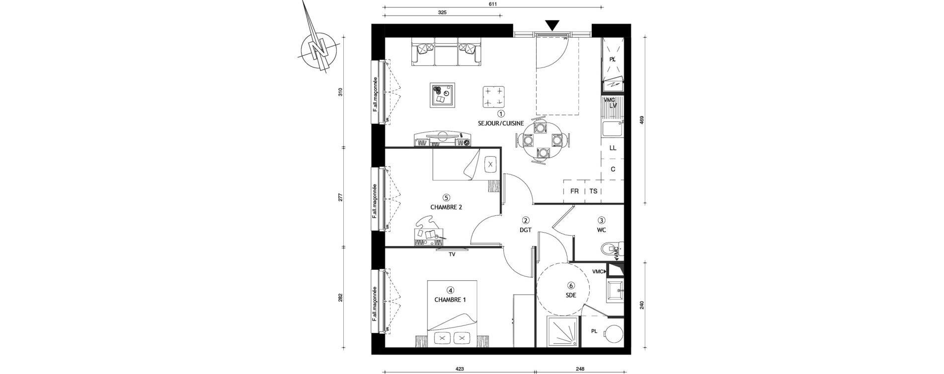 Appartement T3 de 57,90 m2 &agrave; Beynes Centre
