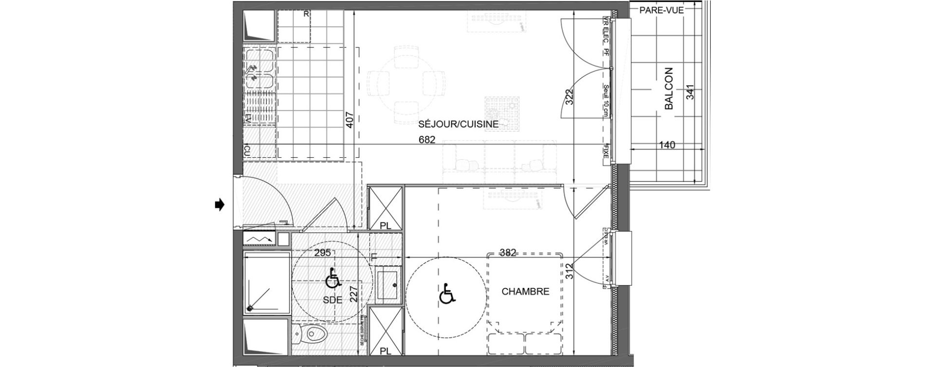 Appartement T2 de 41,70 m2 &agrave; Bois-D'Arcy Les communes - la chapelle saint-jean