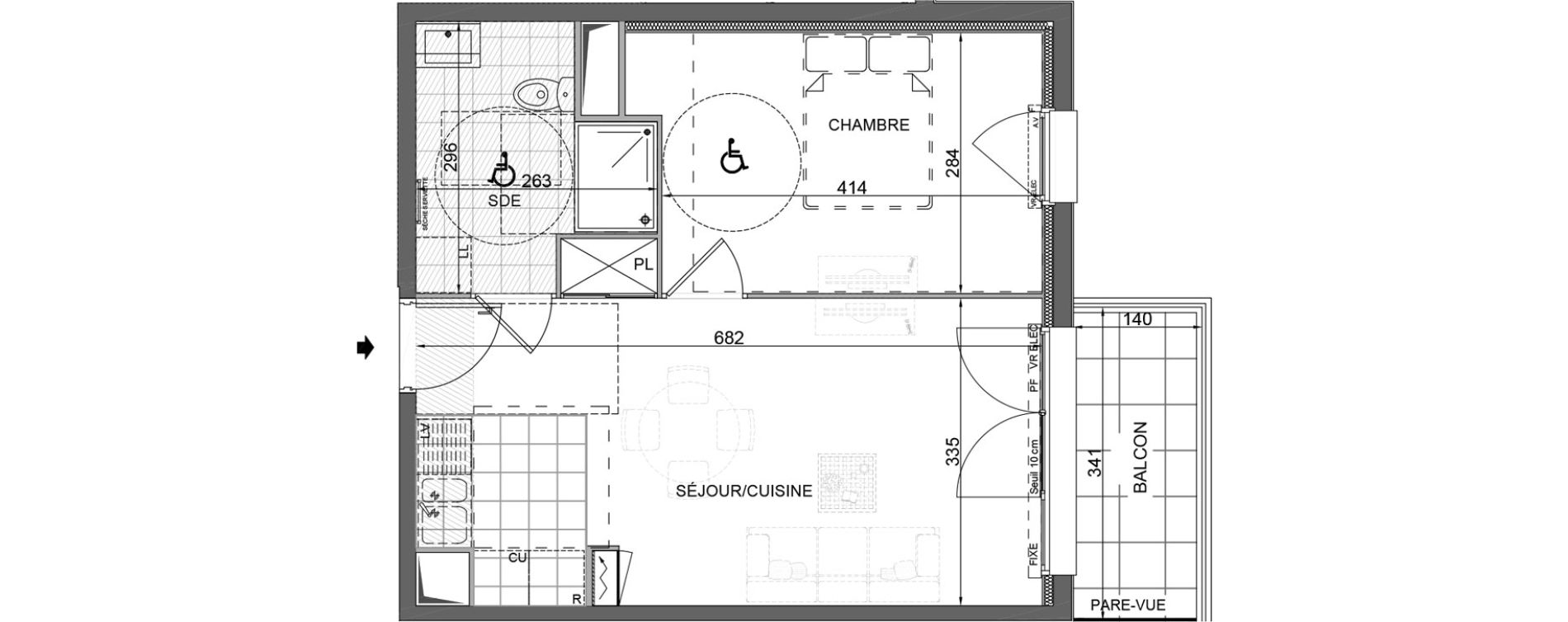 Appartement T2 de 41,10 m2 &agrave; Bois-D'Arcy Les communes - la chapelle saint-jean