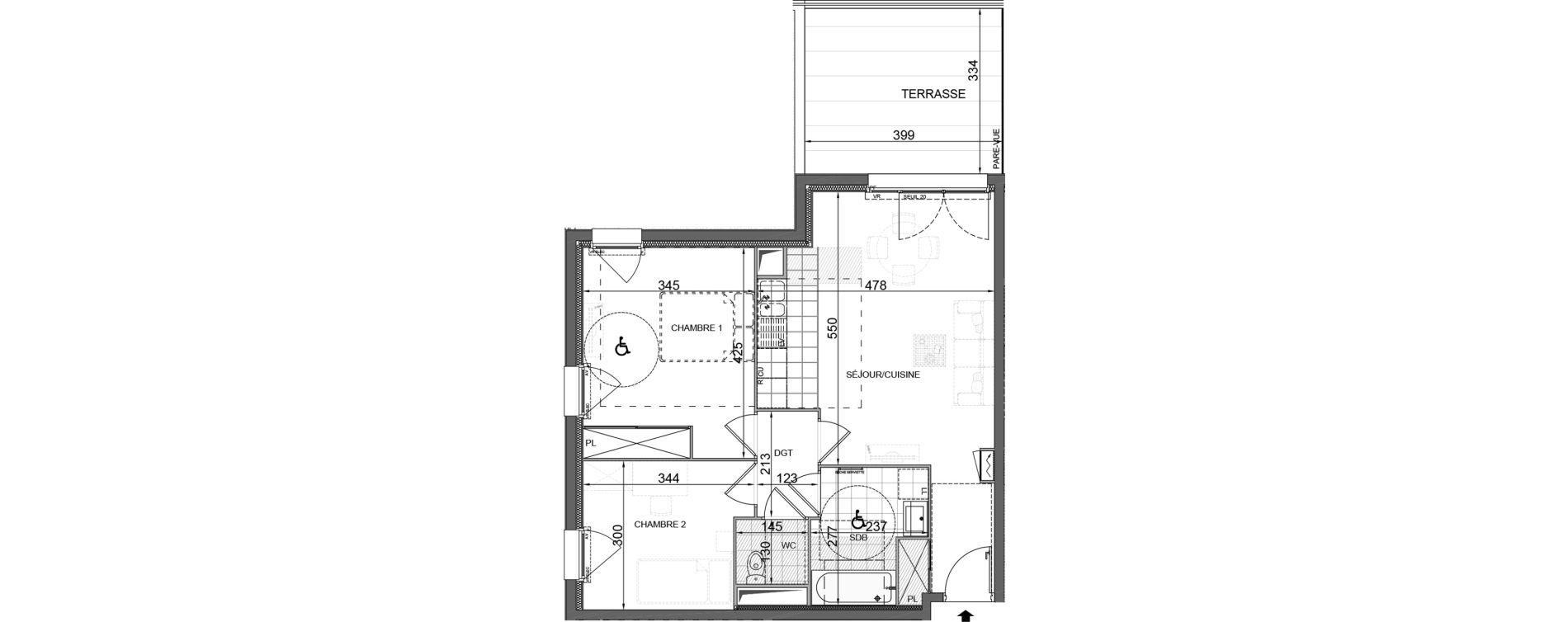 Appartement T3 de 61,20 m2 &agrave; Bois-D'Arcy Les communes - la chapelle saint-jean
