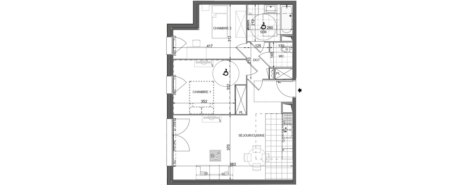 Appartement T3 de 64,25 m2 &agrave; Bois-D'Arcy Les communes - la chapelle saint-jean