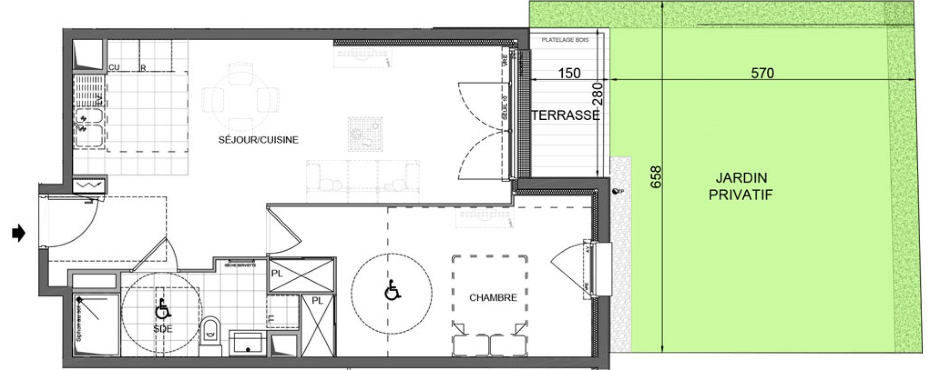 Appartement T2 de 51,50 m2 &agrave; Bois-D'Arcy Les communes - la chapelle saint-jean