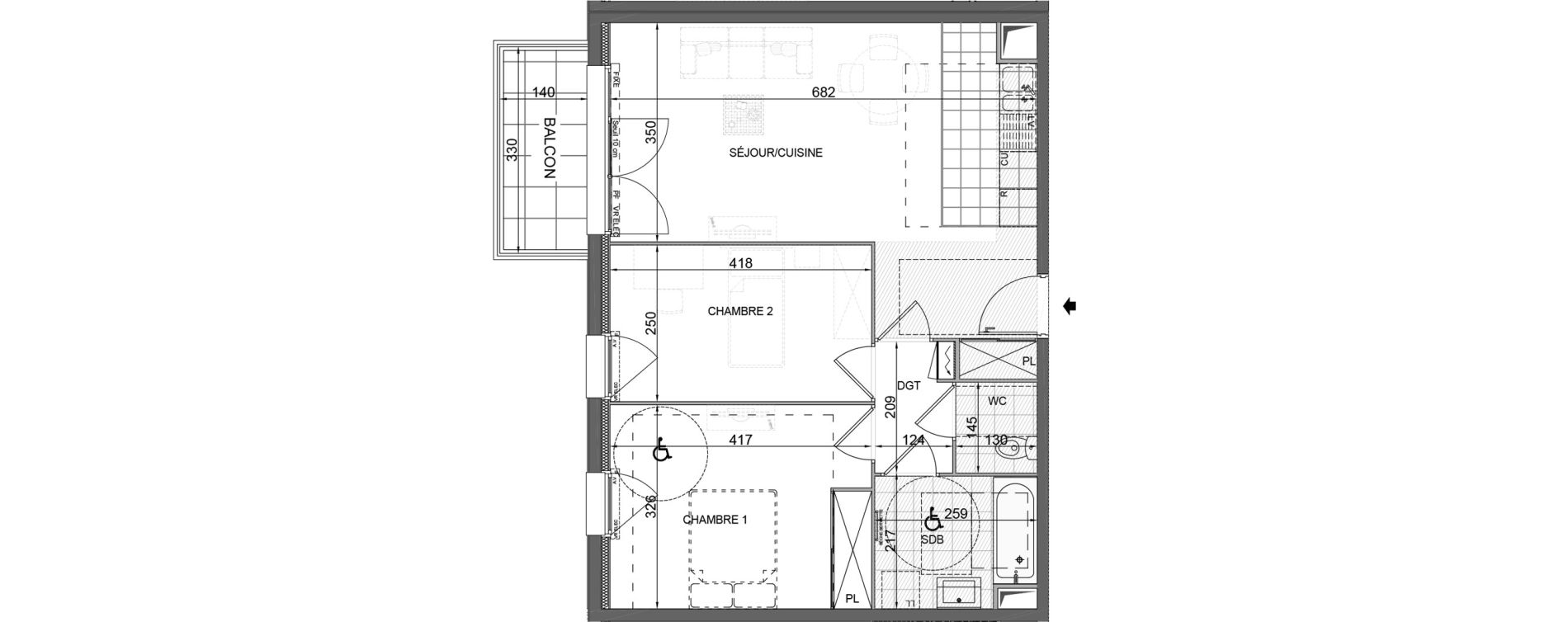 Appartement T3 de 61,85 m2 &agrave; Bois-D'Arcy Les communes - la chapelle saint-jean