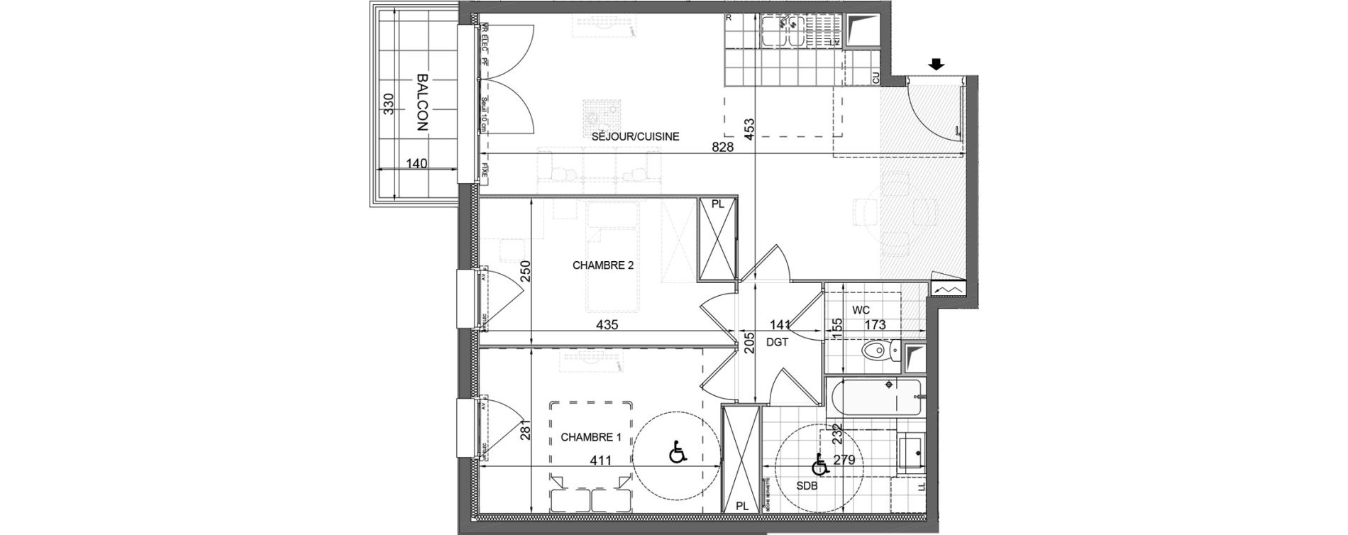 Appartement T3 de 64,05 m2 &agrave; Bois-D'Arcy Les communes - la chapelle saint-jean