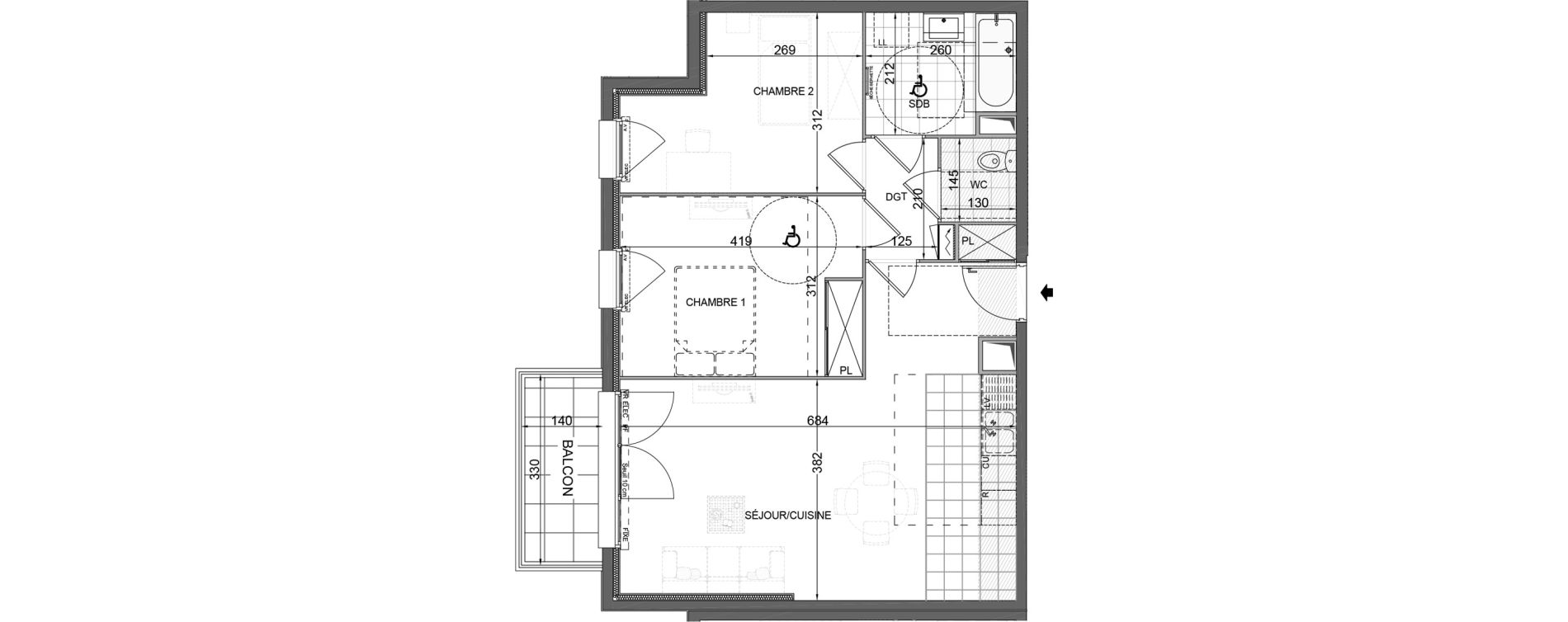 Appartement T3 de 64,95 m2 &agrave; Bois-D'Arcy Les communes - la chapelle saint-jean