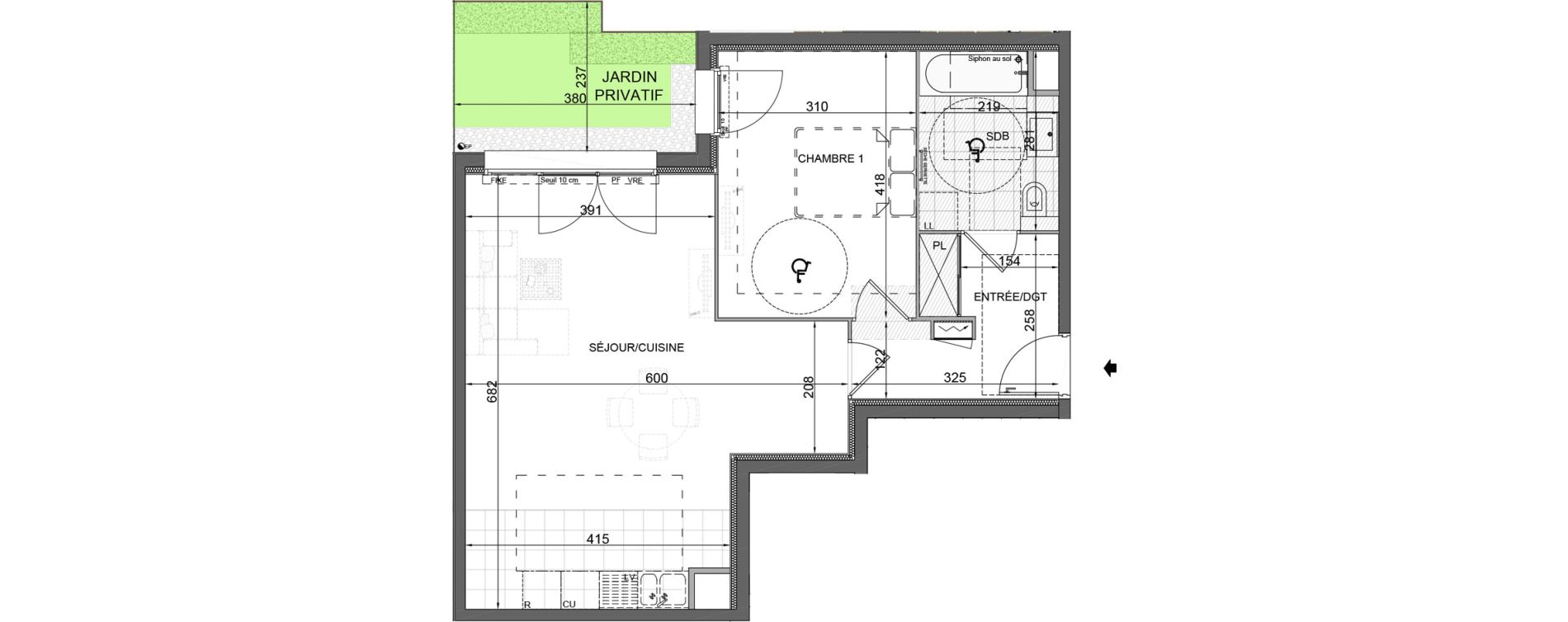 Appartement T2 de 56,60 m2 &agrave; Bois-D'Arcy Les communes - la chapelle saint-jean