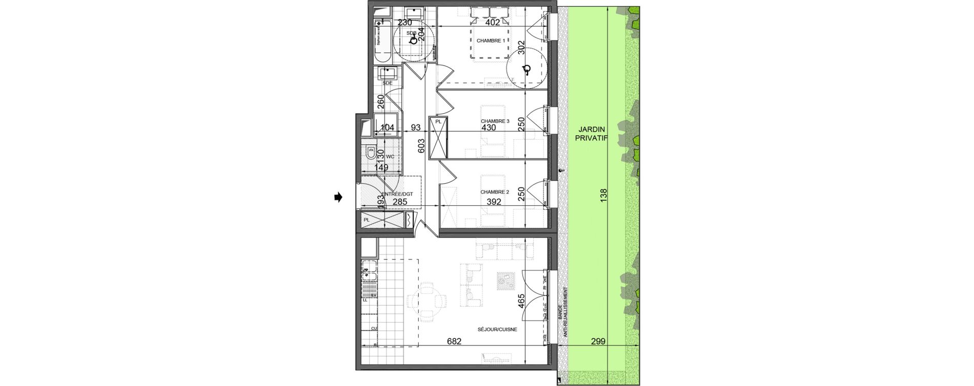 Appartement T4 de 82,80 m2 &agrave; Bois-D'Arcy Les communes - la chapelle saint-jean