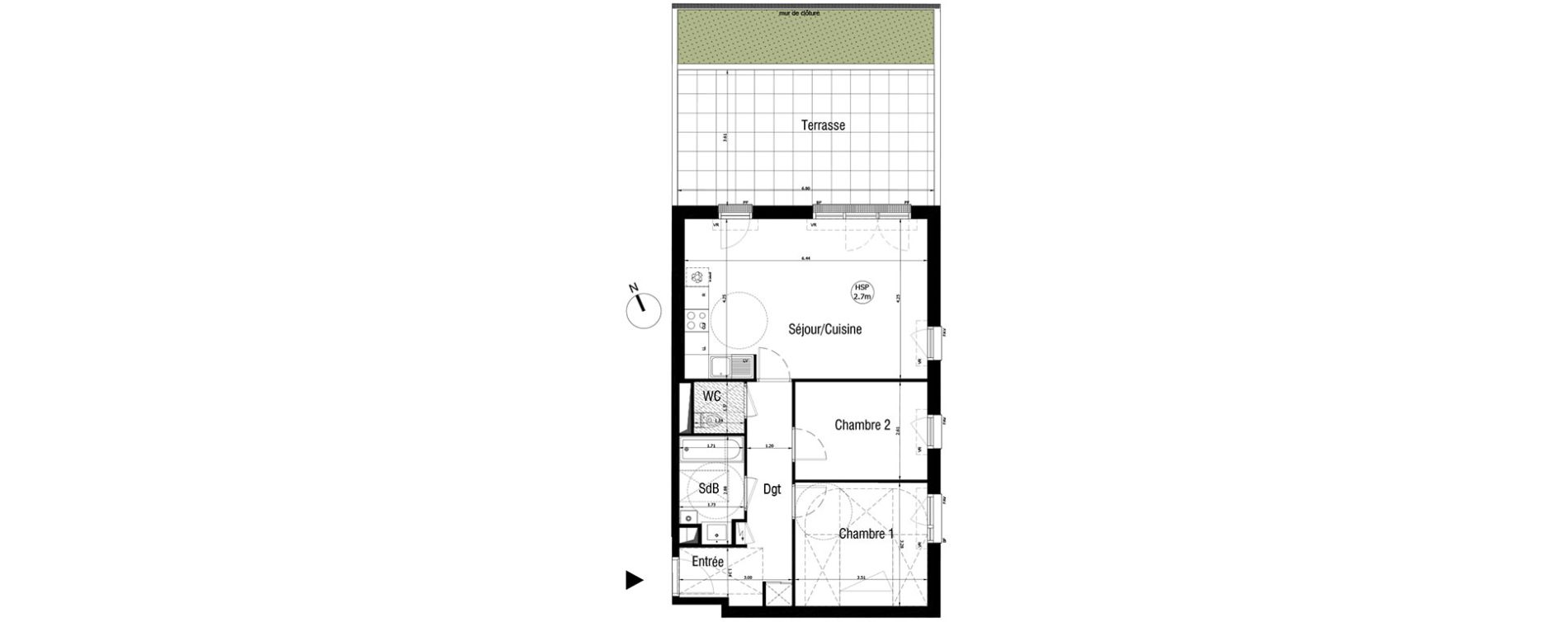 Appartement T3 de 63,91 m2 &agrave; Bois-D'Arcy La croix bonnet