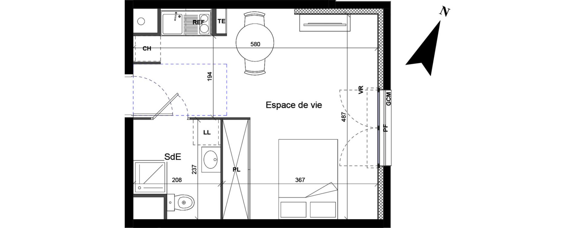 Appartement T1 de 27,36 m2 &agrave; Bois-D'Arcy La butte du moulin