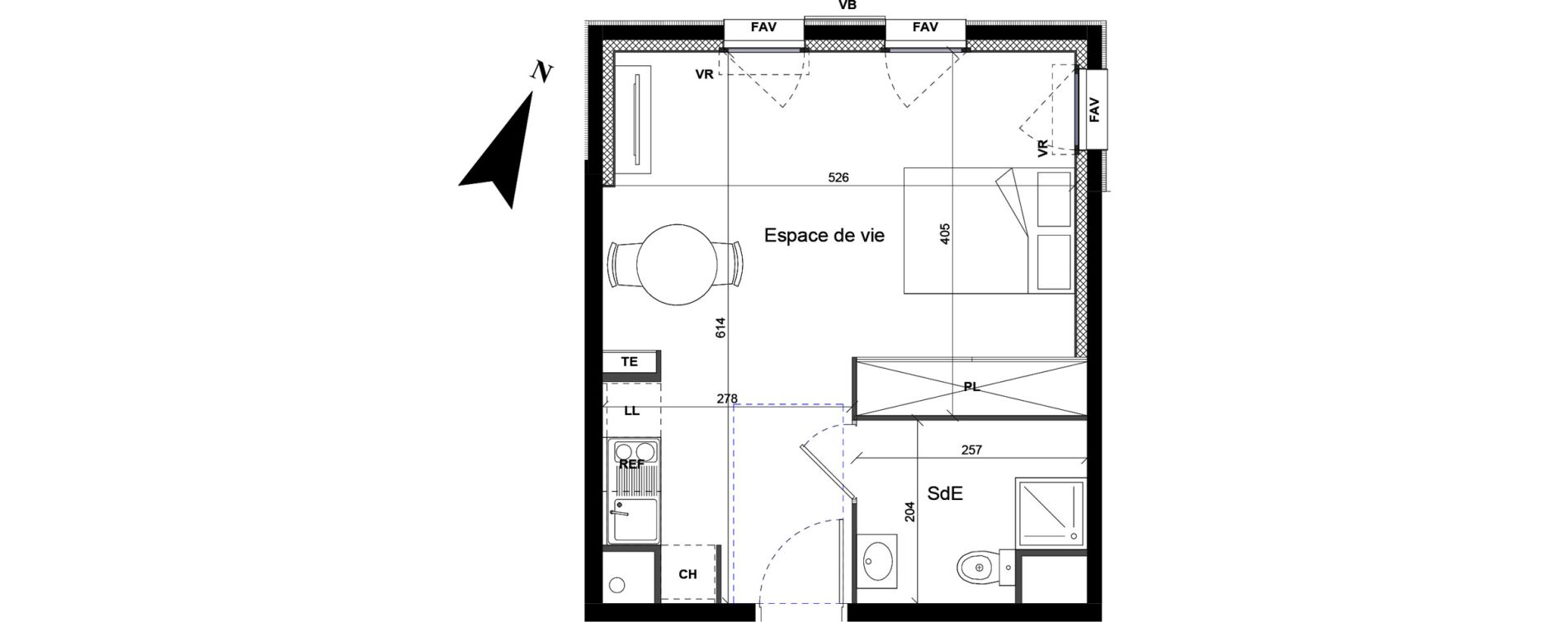Appartement T1 de 31,07 m2 &agrave; Bois-D'Arcy La butte du moulin