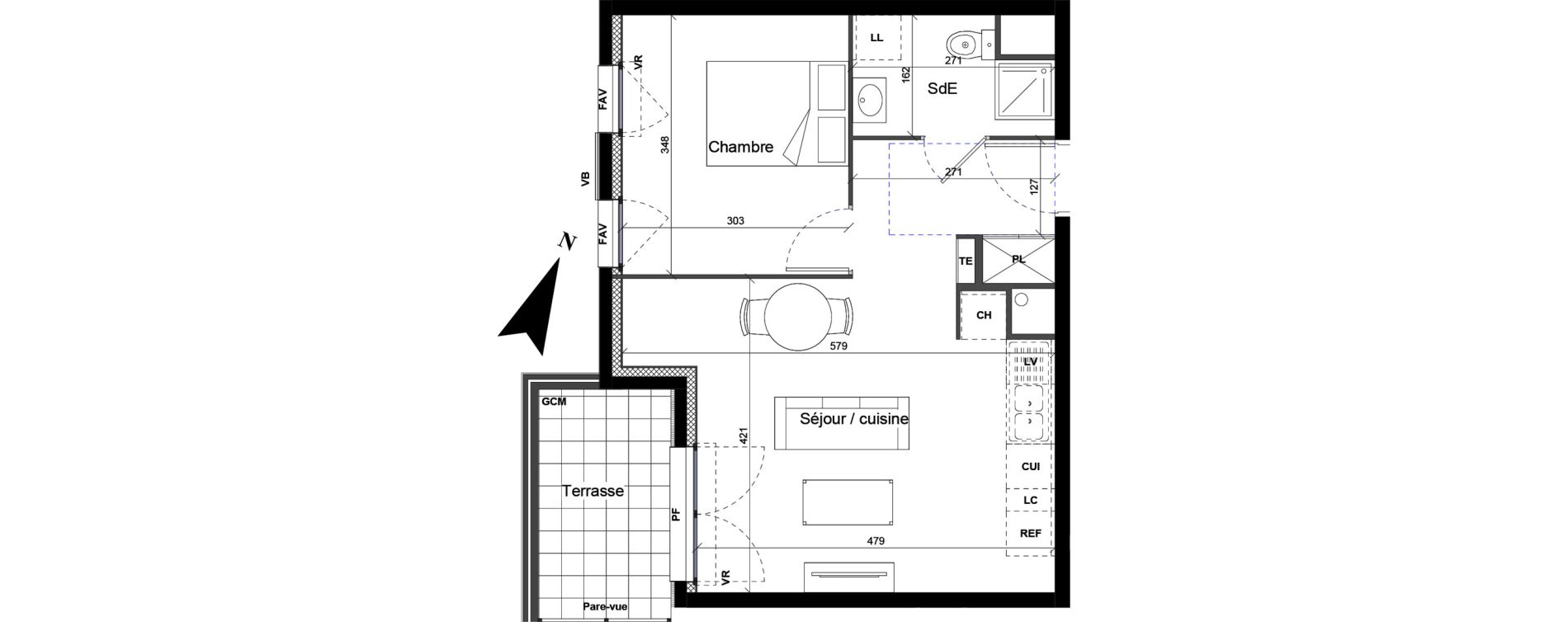 Appartement T2 de 39,97 m2 &agrave; Bois-D'Arcy La butte du moulin