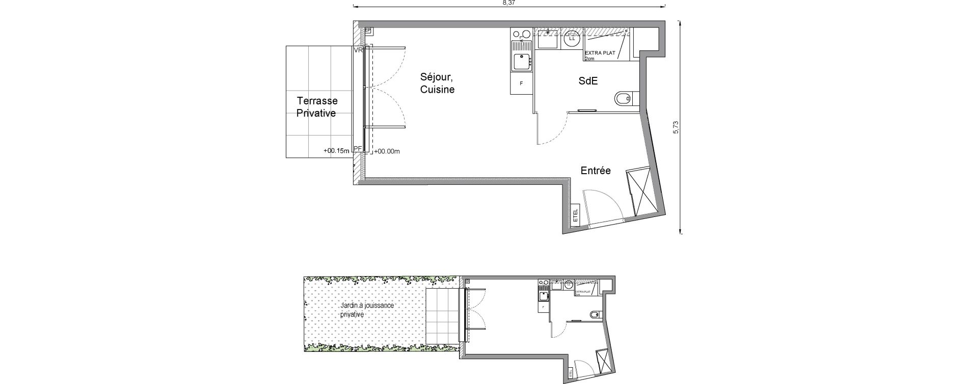 Appartement T1 de 31,80 m2 &agrave; Bonni&egrave;res-Sur-Seine Centre