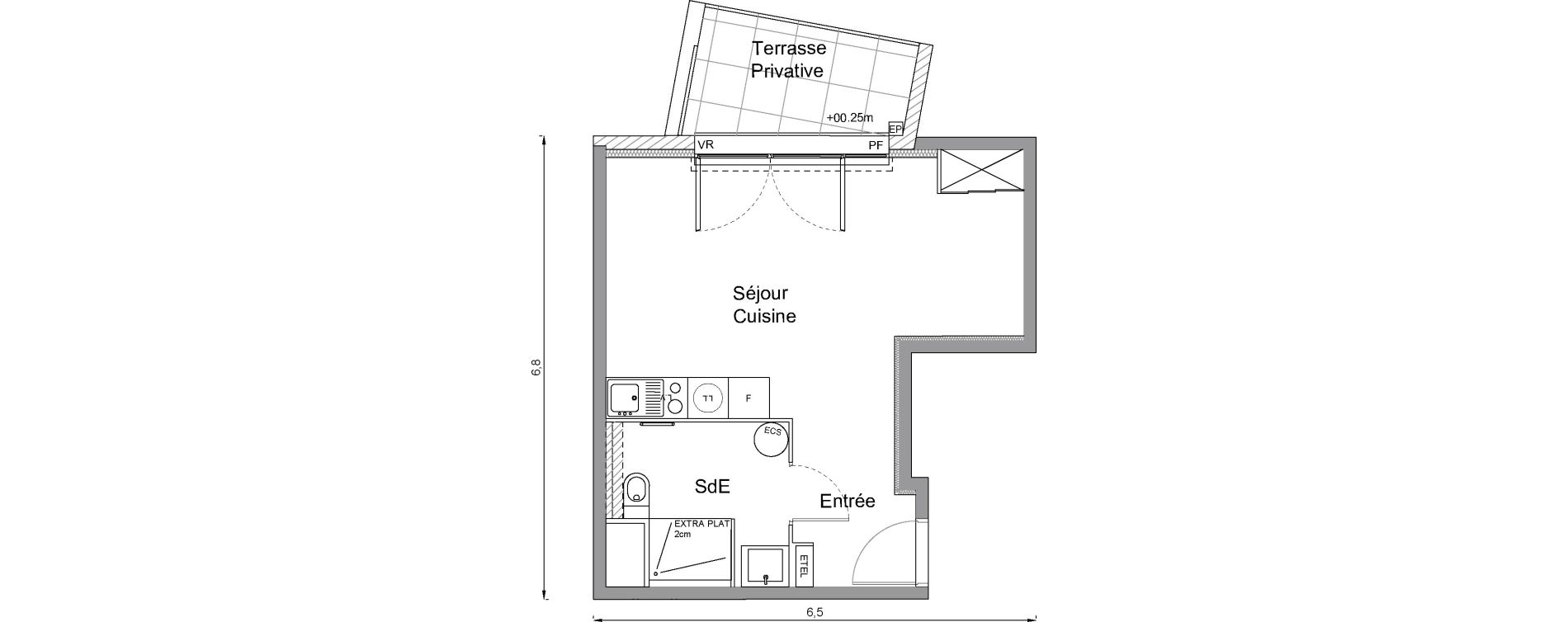 Appartement T1 de 31,00 m2 &agrave; Bonni&egrave;res-Sur-Seine Centre