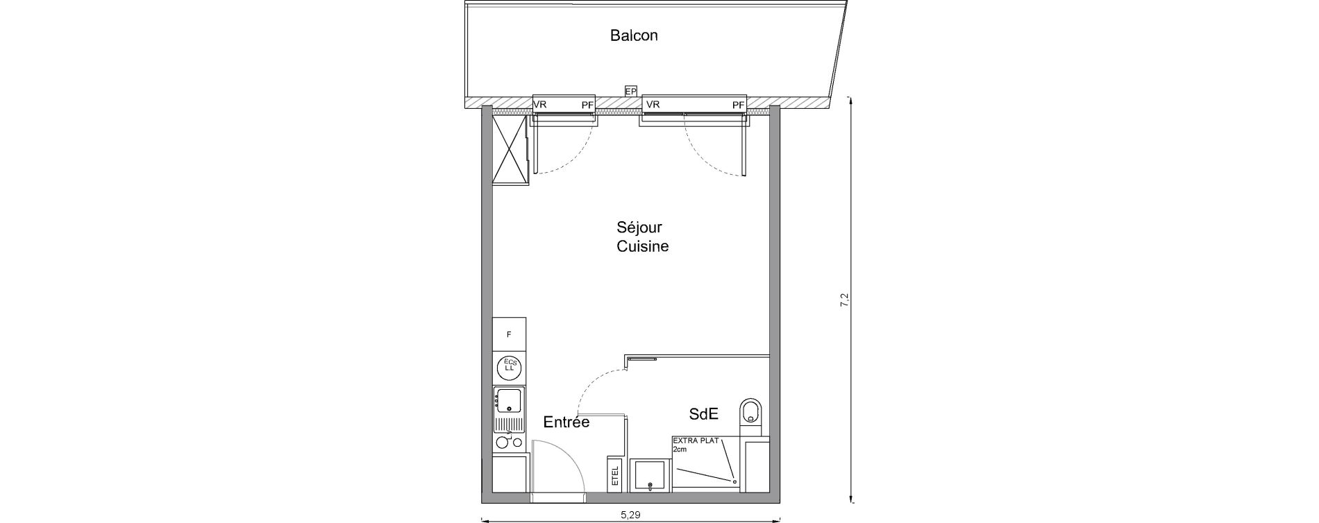Appartement T1 de 31,60 m2 &agrave; Bonni&egrave;res-Sur-Seine Centre