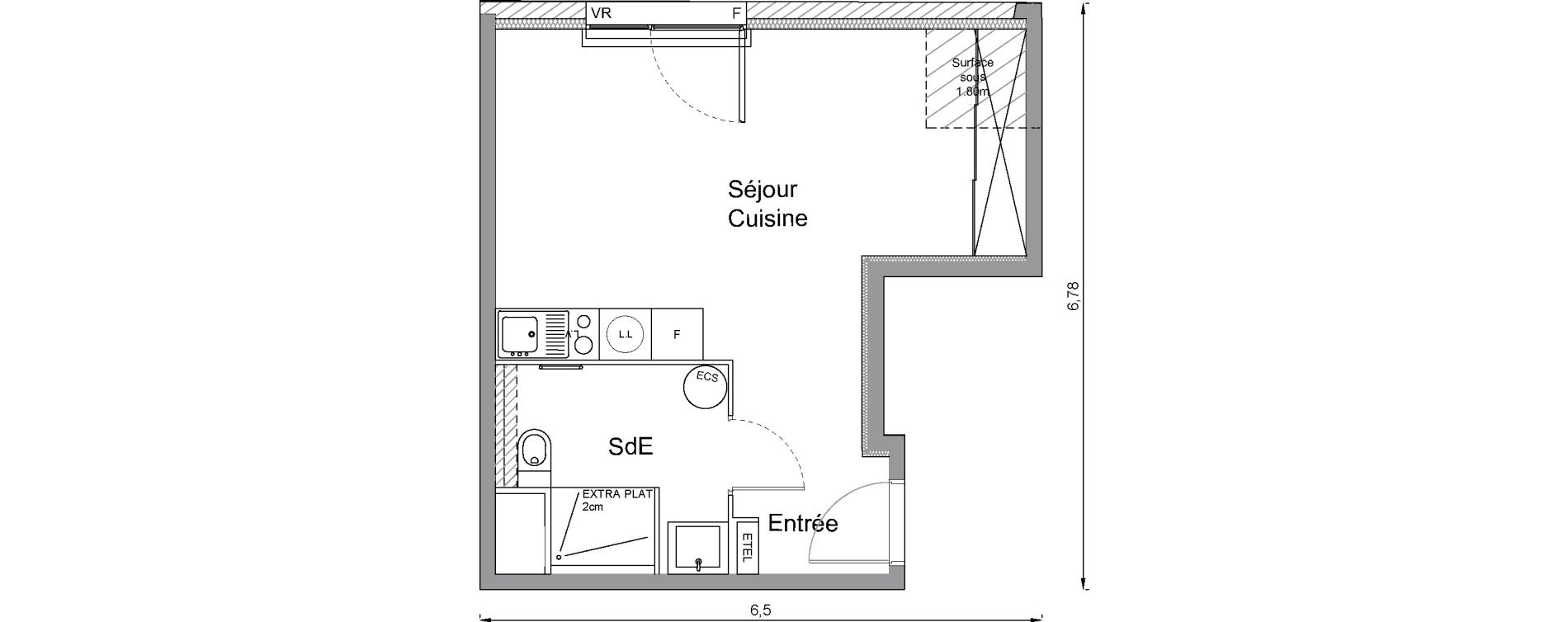 Appartement T1 de 29,60 m2 &agrave; Bonni&egrave;res-Sur-Seine Centre
