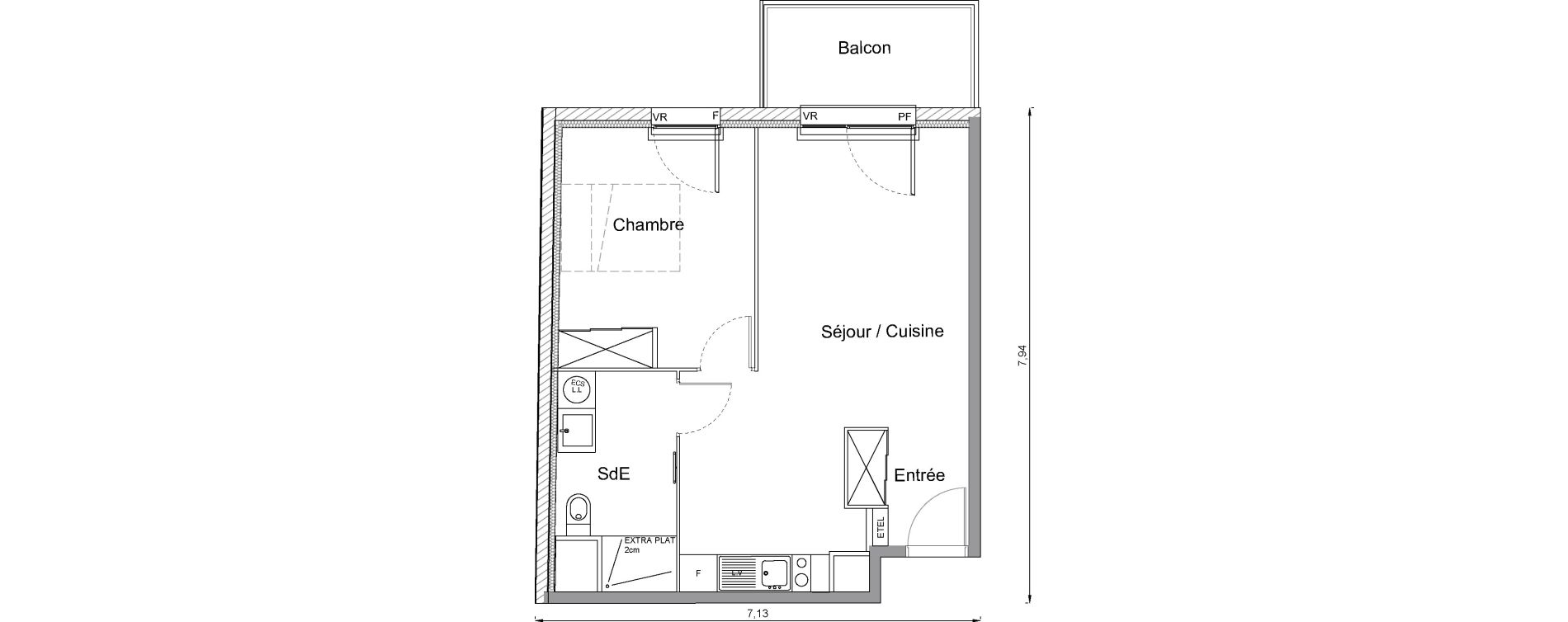 Appartement T2 de 45,90 m2 &agrave; Bonni&egrave;res-Sur-Seine Centre