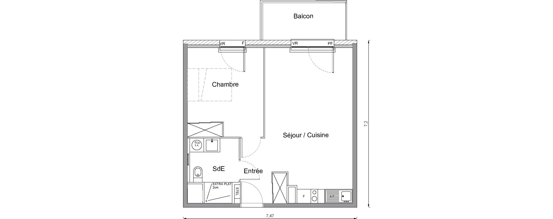 Appartement T2 de 46,00 m2 &agrave; Bonni&egrave;res-Sur-Seine Centre