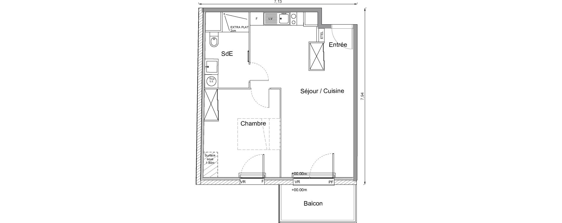 Appartement T2 de 46,10 m2 &agrave; Bonni&egrave;res-Sur-Seine Centre