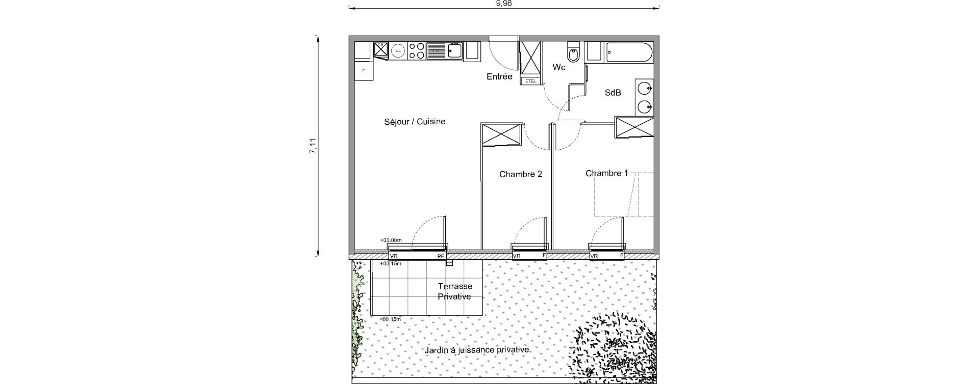 Appartement T3 de 62,50 m2 &agrave; Bonni&egrave;res-Sur-Seine Centre