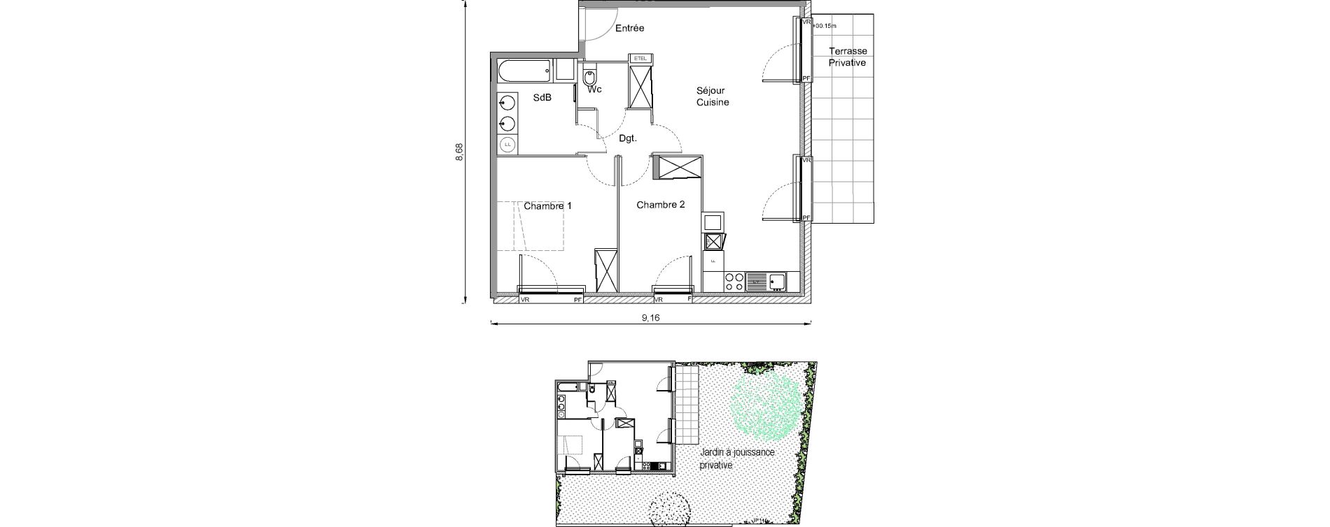Appartement T3 de 65,00 m2 &agrave; Bonni&egrave;res-Sur-Seine Centre