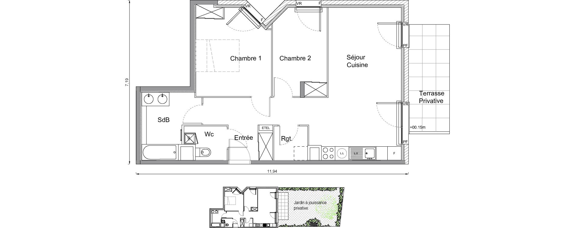 Appartement T3 de 64,20 m2 &agrave; Bonni&egrave;res-Sur-Seine Centre