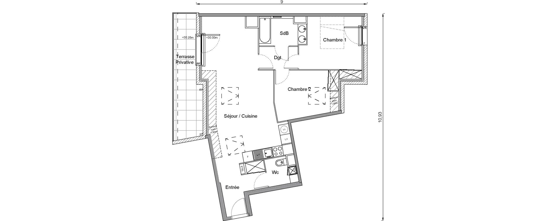 Appartement T3 de 66,90 m2 &agrave; Bonni&egrave;res-Sur-Seine Centre