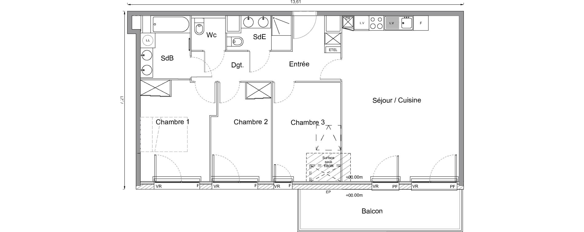 Appartement T4 de 81,80 m2 &agrave; Bonni&egrave;res-Sur-Seine Centre