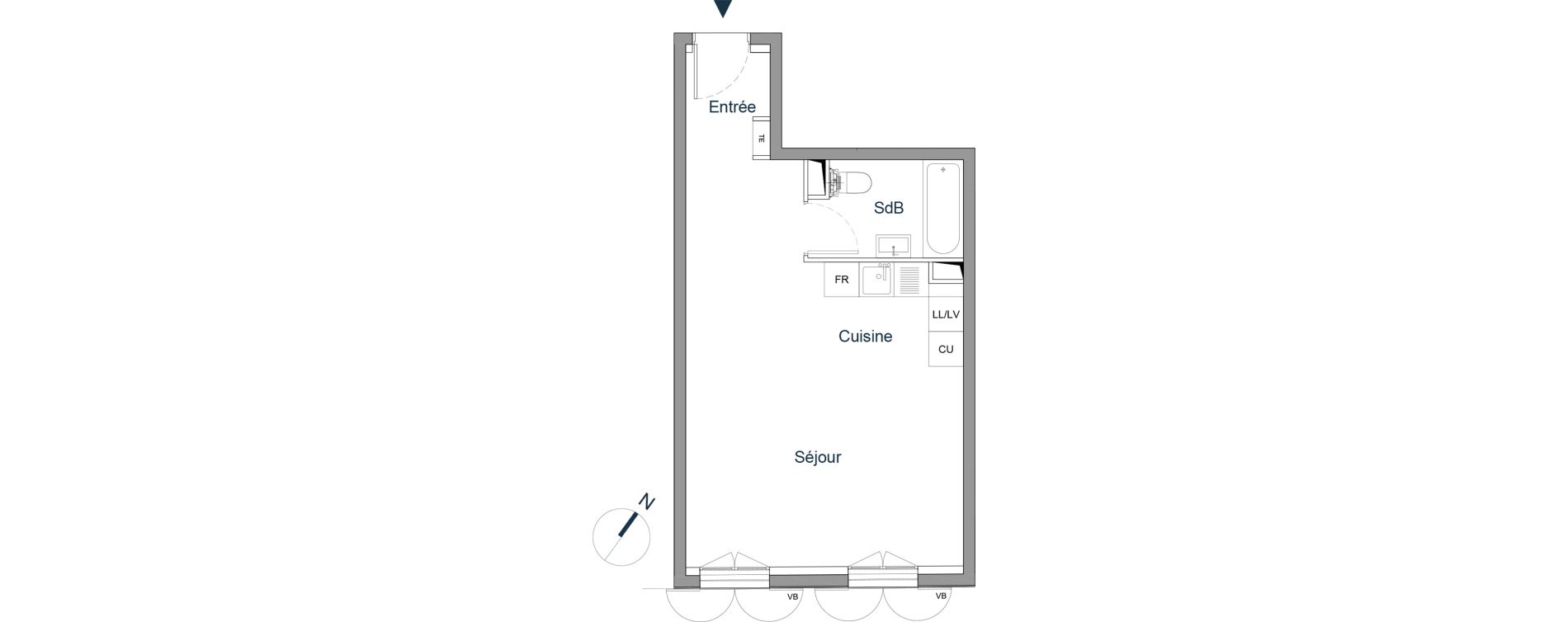 Appartement T1 de 36,50 m2 &agrave; Bougival Centre