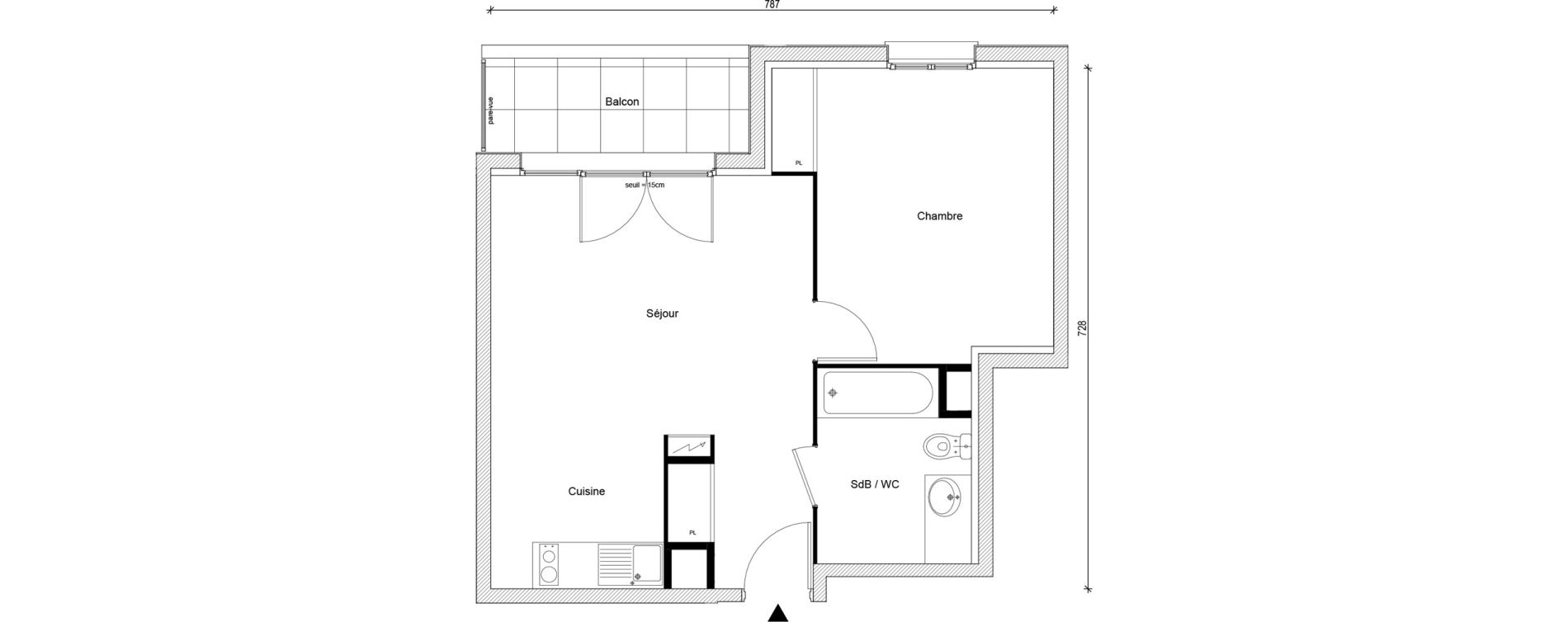 Appartement T2 de 45,21 m2 &agrave; Buchelay Centre