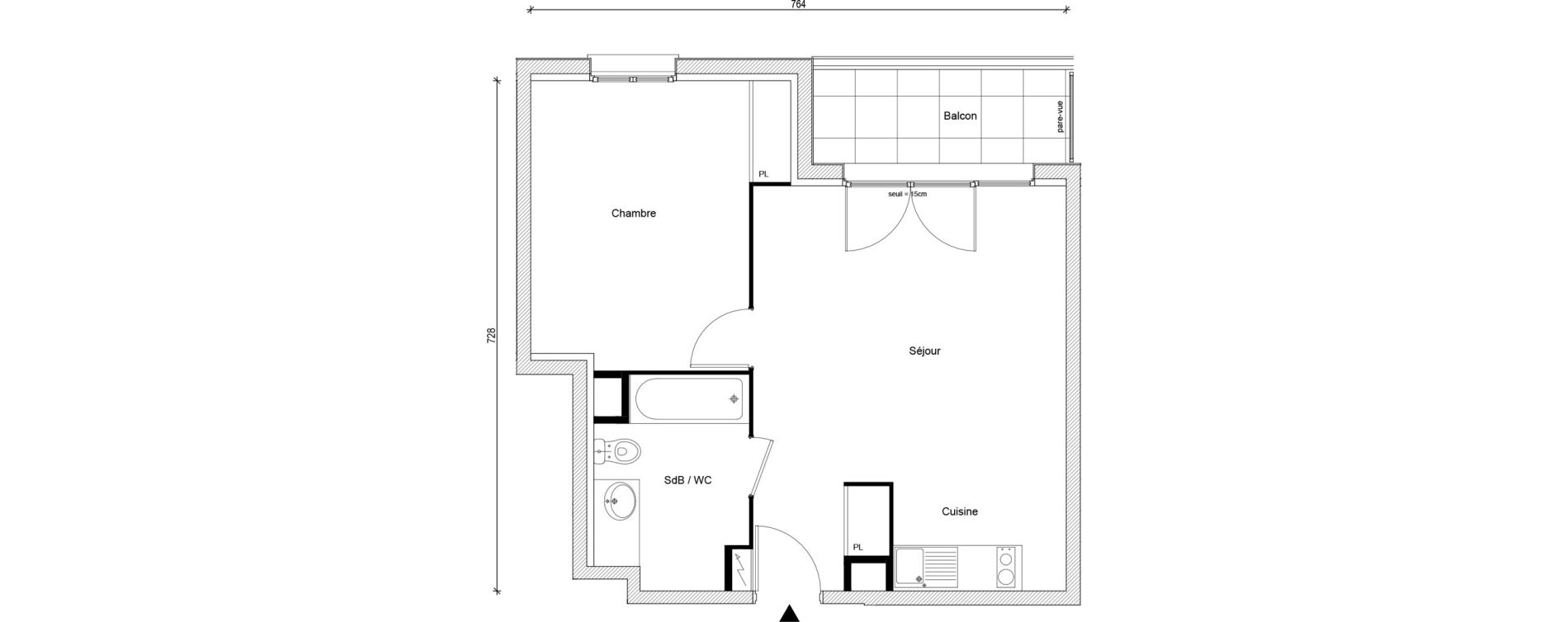 Appartement T2 de 45,00 m2 &agrave; Buchelay Centre